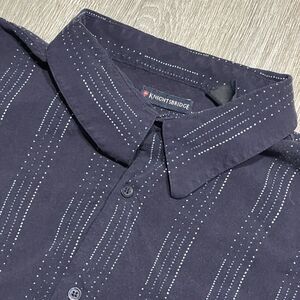 Knightsbridge Men’s Button Down Shirt Navy Pin Blue White Stripes Size 3X Rayon